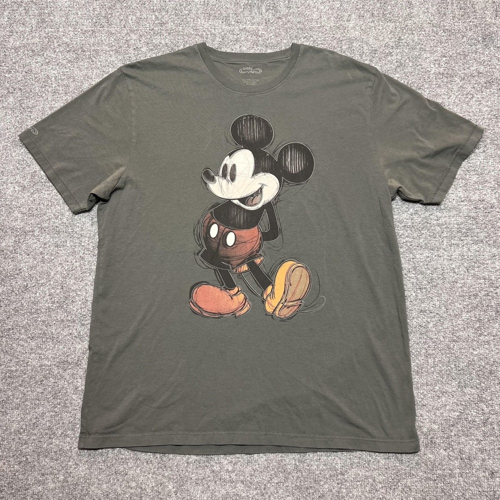Crazy Shirts Mickey Mouse Shirt Mens Large Gray Disney Cartoon Graphic Tee